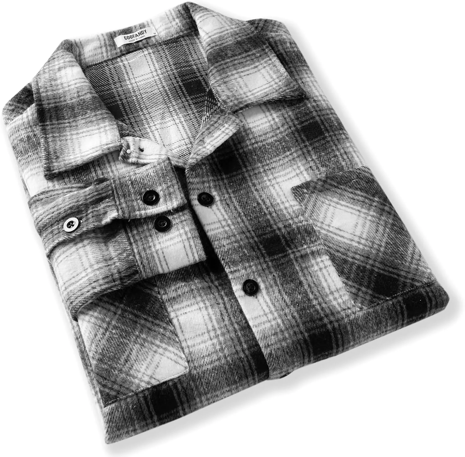 COOFANDY Men's Flannel Shirts Casual Button Down Plaid Shirt Jacket Long Sleeve Fleece Shacket with Pockets