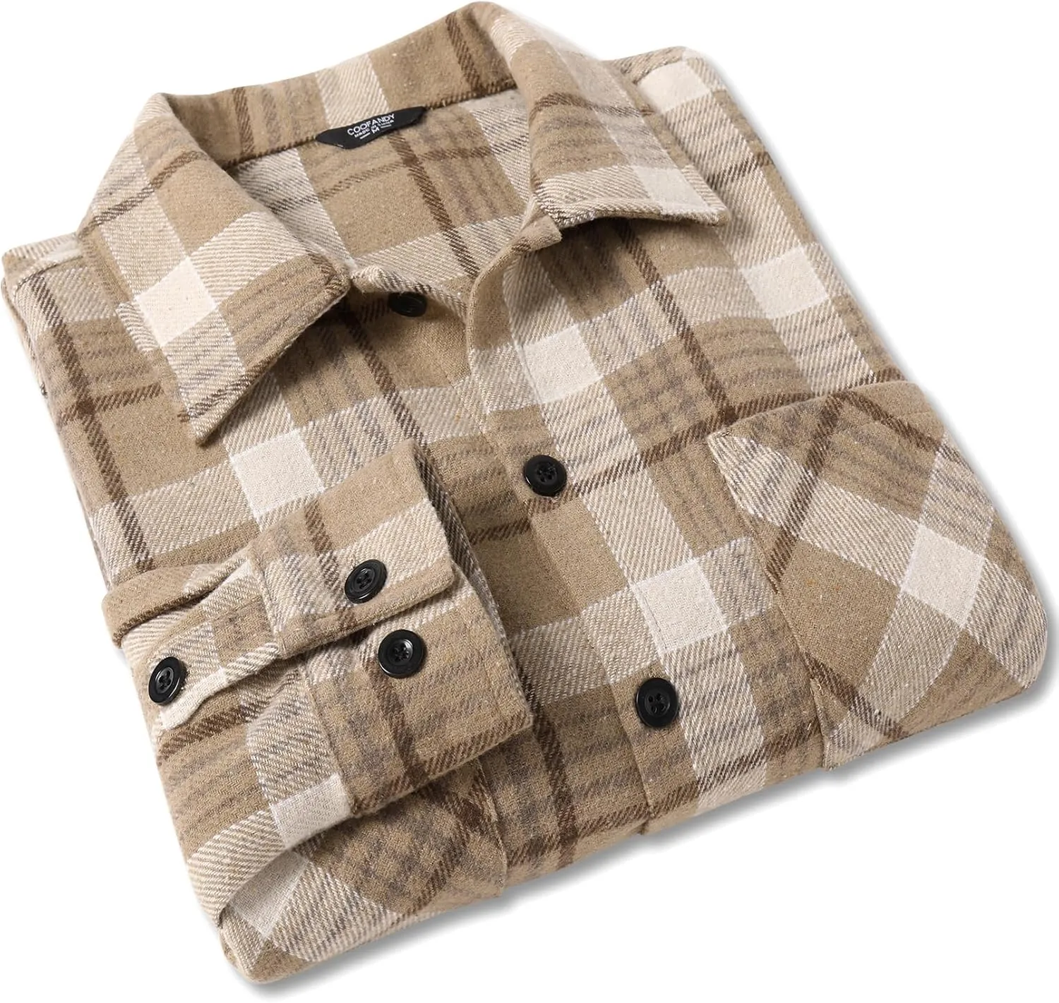 COOFANDY Men's Flannel Shirts Casual Button Down Plaid Shirt Jacket Long Sleeve Fleece Shacket with Pockets