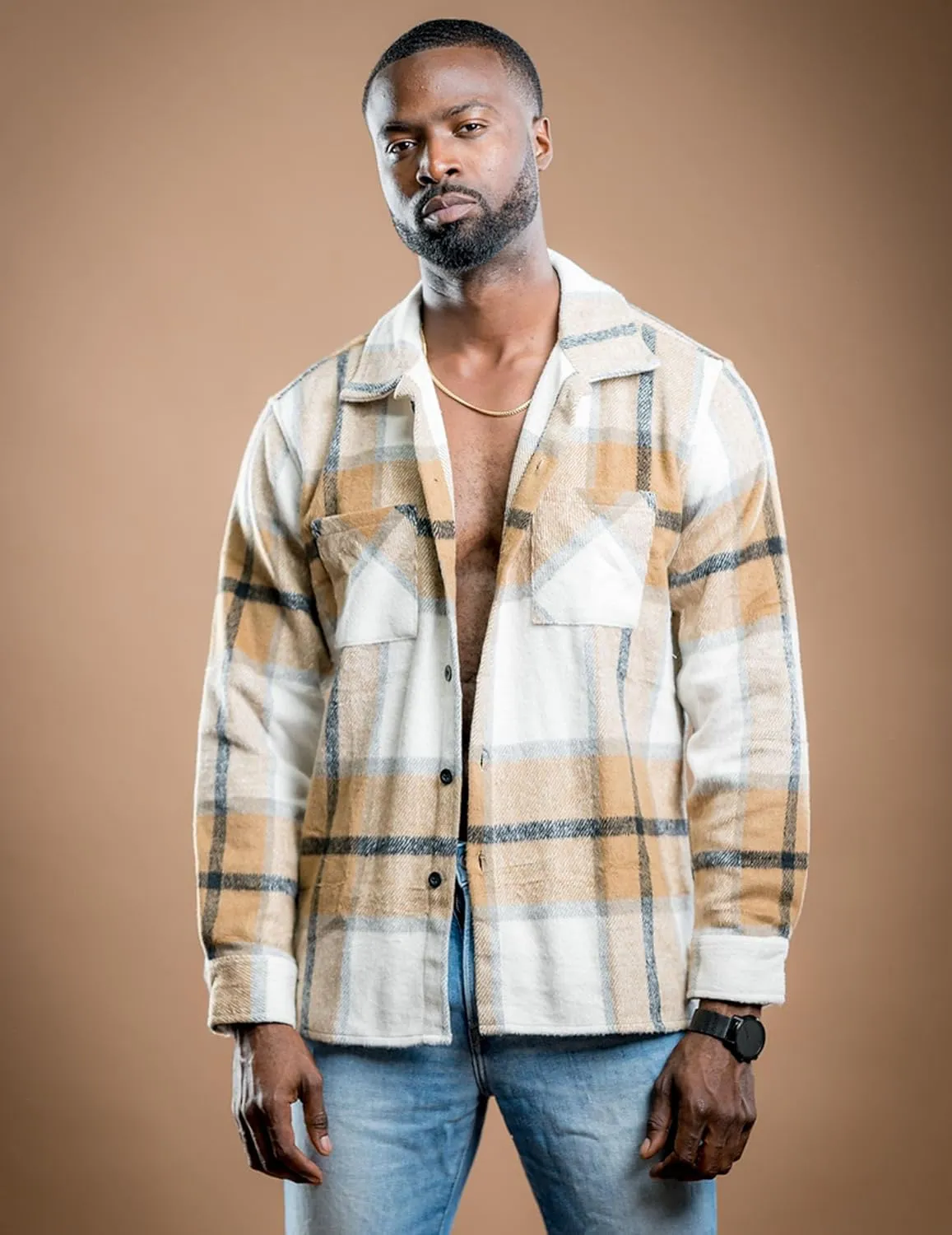 COOFANDY Men's Flannel Shirts Casual Button Down Plaid Shirt Jacket Long Sleeve Fleece Shacket with Pockets