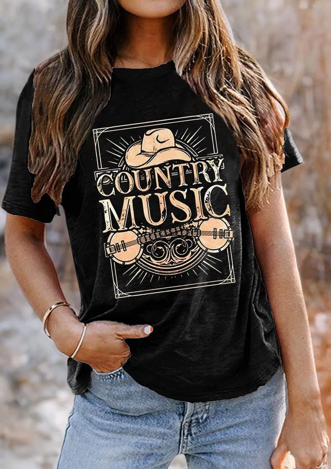 Country Music Tshirt Women Vintage Graphic Tees Funny Western Cowboy Shirt Casual Short Sleeve Tops
