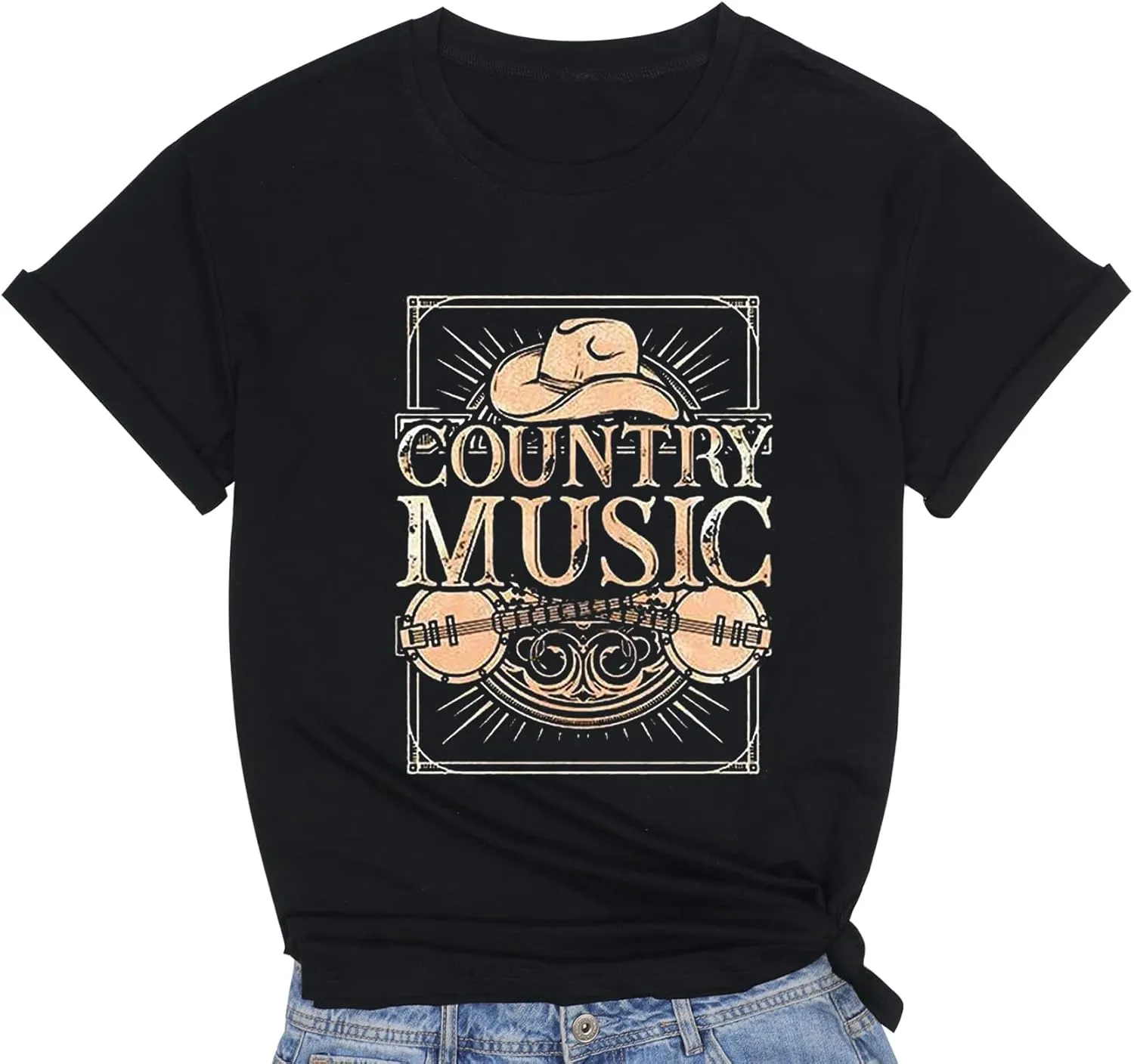 Country Music Tshirt Women Vintage Graphic Tees Funny Western Cowboy Shirt Casual Short Sleeve Tops