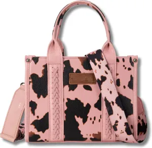 Cow Print Tote Bag For Women Concealed Carry Crossbody Purse Whipstitch High End Satchel Handbag With Strap