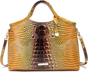 Crocodile Pattern Gradient Top Handle Satchel Large Capacity Tote Bag Casual Versatile Commuter Bag Leather