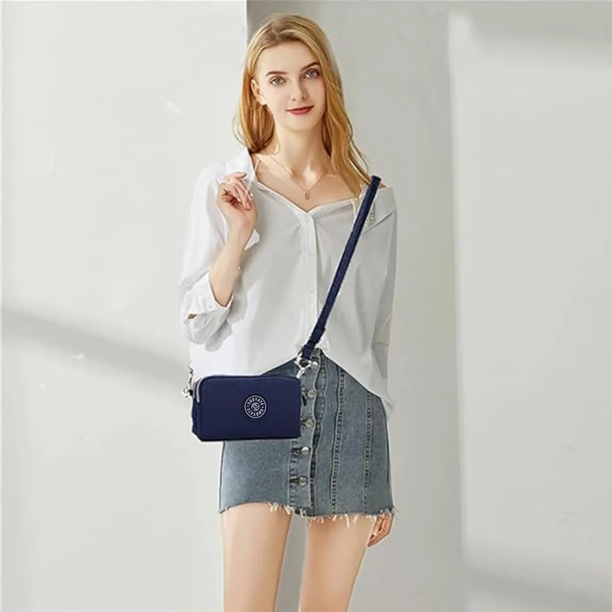 Crossbody Shoulder Bag for Women, Lightweight Travel Purse 3 Layers Zipper Wallet Wrist Bags Casual Sling Bags