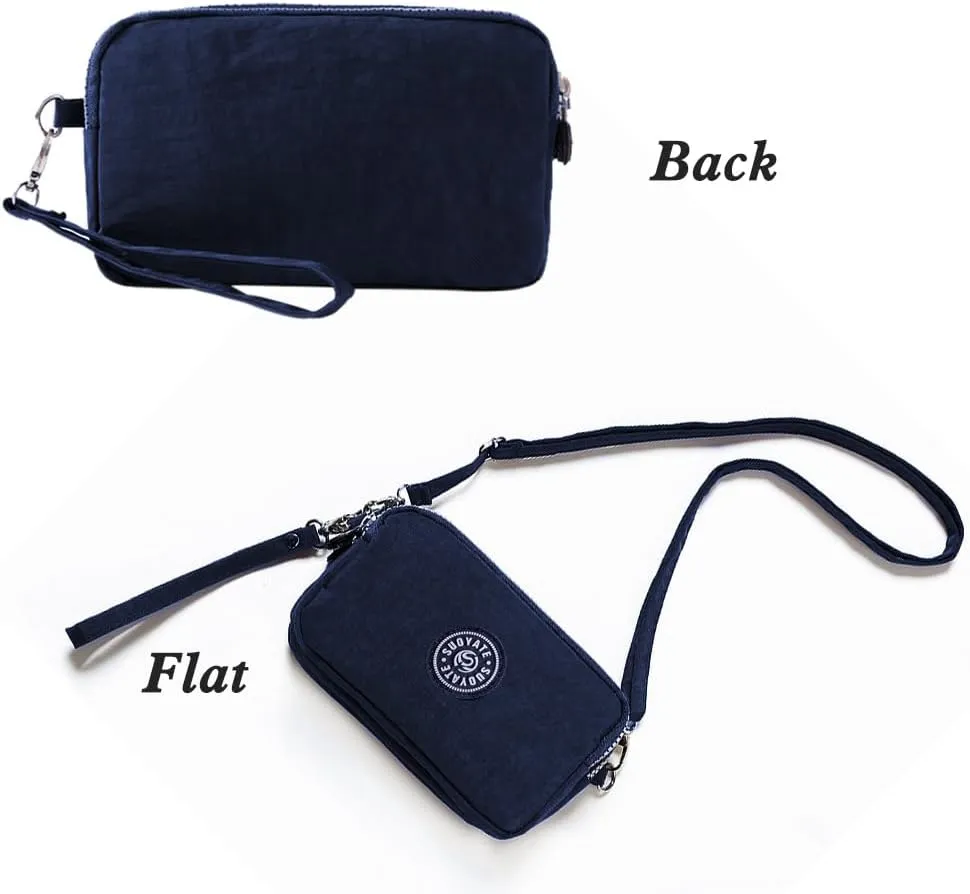 Crossbody Shoulder Bag for Women, Lightweight Travel Purse 3 Layers Zipper Wallet Wrist Bags Casual Sling Bags