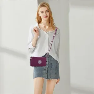 Crossbody Shoulder Bag for Women, Lightweight Travel Purse 3 Layers Zipper Wallet Wrist Bags Casual Sling Bags