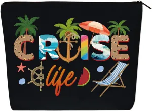Cruise Travel Makeup Bag Organizer Bag Zipper Pouch for Beach Vacation Gifts Anchor Gifts for Birthday Travel Waterproof Cosmetic Bag