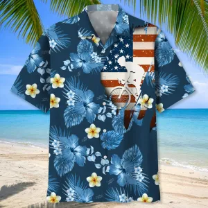 Cycling Usa Blue Tropical hawaiian shirt, Funny Cycling Shirt, Cycling Shirt, Cyclist Shirt, Bicycle Gift, Biking Gift, Bike Gift