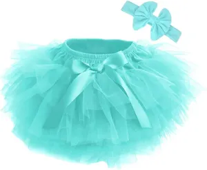 Dancina Baby Tutu Diaper Cover - Girls Cotton Skorts Headband Set Ages 6-24 mo