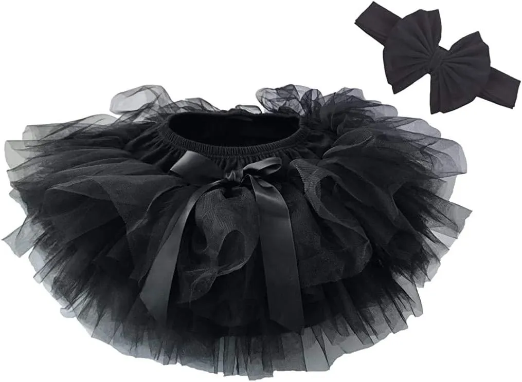 Dancina Baby Tutu Diaper Cover - Girls Cotton Skorts Headband Set Ages 6-24 mo