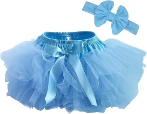 Dancina Baby Tutu Diaper Cover - Girls Cotton Skorts Headband Set Ages 6-24 mo