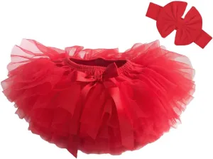 Dancina Baby Tutu Diaper Cover - Girls Cotton Skorts Headband Set Ages 6-24 mo