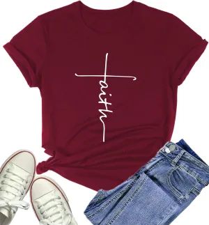 DANVOUY Women's V-Neck Summer Casual Letters Printed Short Sleeves Graphic T-Shirt