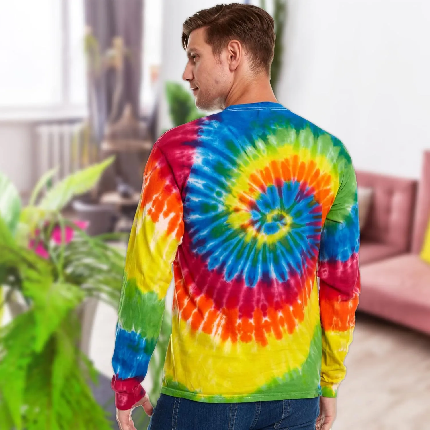 DARESAY Long Sleeve Tie Dye T-Shirt, for Men, Women and Teens (Up to 5XL)