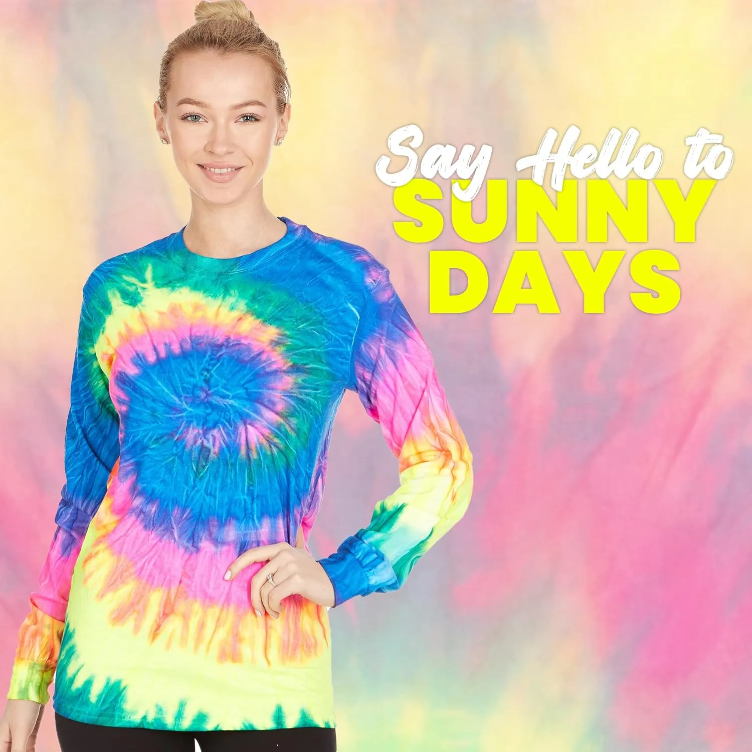DARESAY Long Sleeve Tie Dye T-Shirt, for Men, Women and Teens (Up to 5XL)