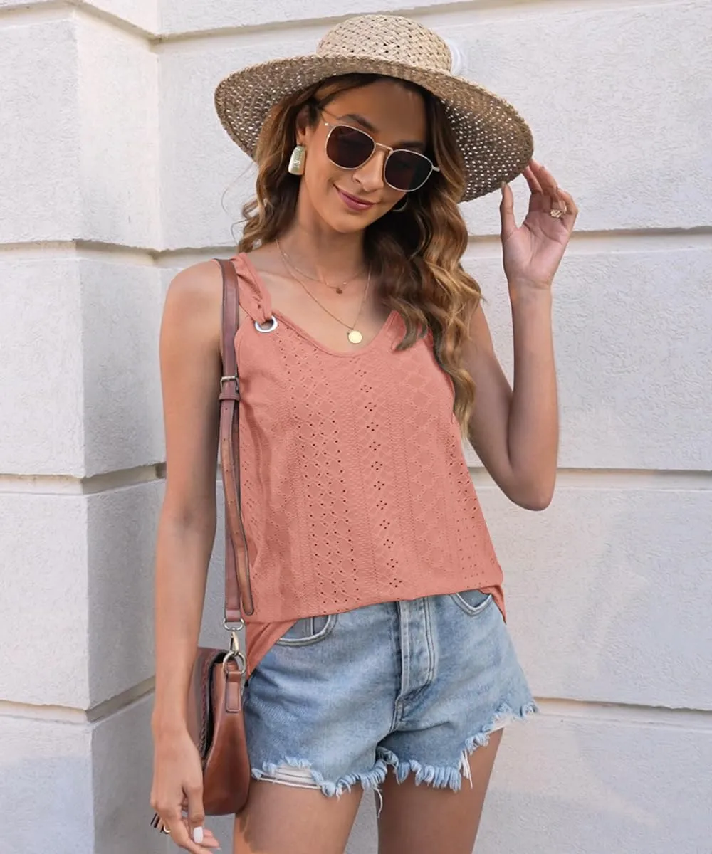 Disamer Womens Tank Tops 2025 Loose Fit Casual Summer Spaghetti Strap Trendy Spring Cute Lace Sleeveless T Shirts