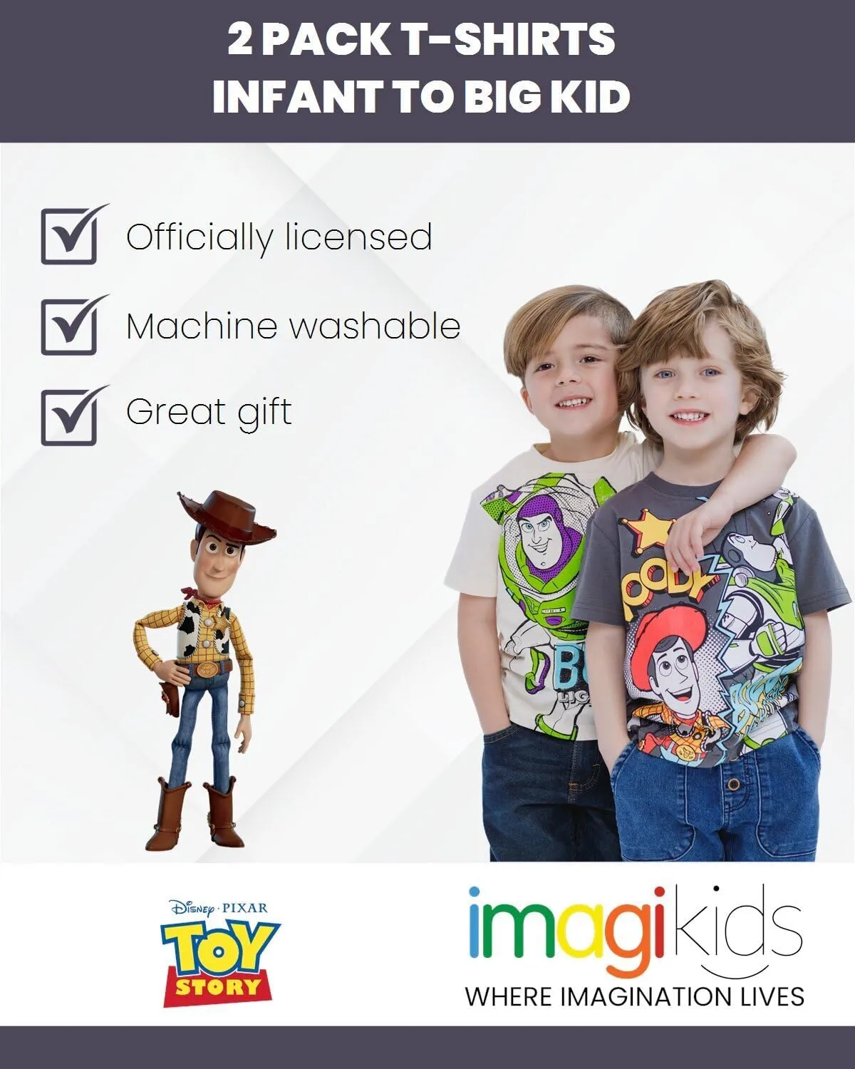 Disney 2 Pack T-Shirts Infant to Big Kid Sizes (12 Months - 14-16)