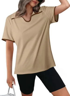 Dokotoo Women's Quick Dry Golf Polo Shirts Short Sleeve Tshirts Collared V Neck Tennis Shirt Workout Tops