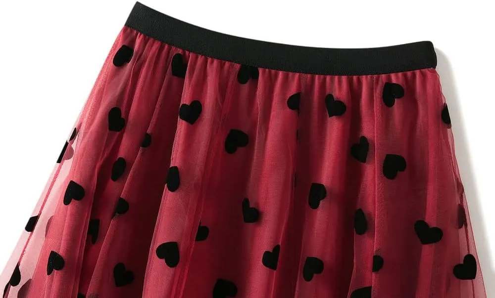 ebossy Womens Elastic High Waist Tutu Tulle Skirt Sweet Floral Print Pleated 3-Layers Mesh Midi Fairy Skirts with Lined