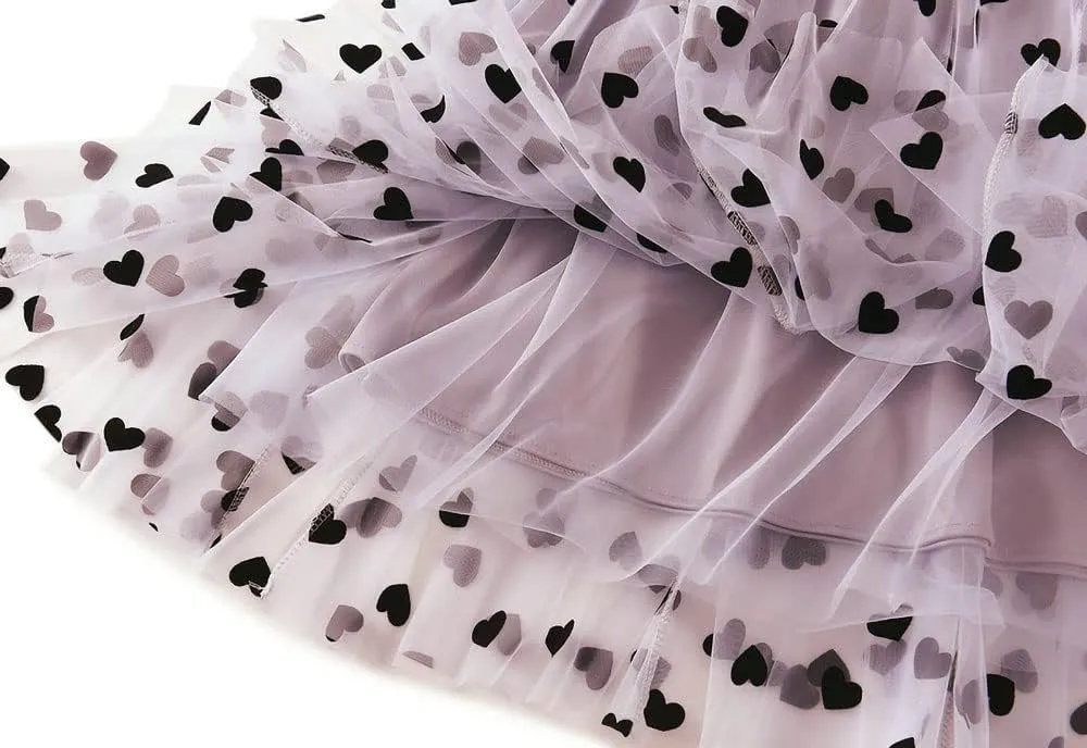 ebossy Womens Elastic High Waist Tutu Tulle Skirt Sweet Floral Print Pleated 3-Layers Mesh Midi Fairy Skirts with Lined