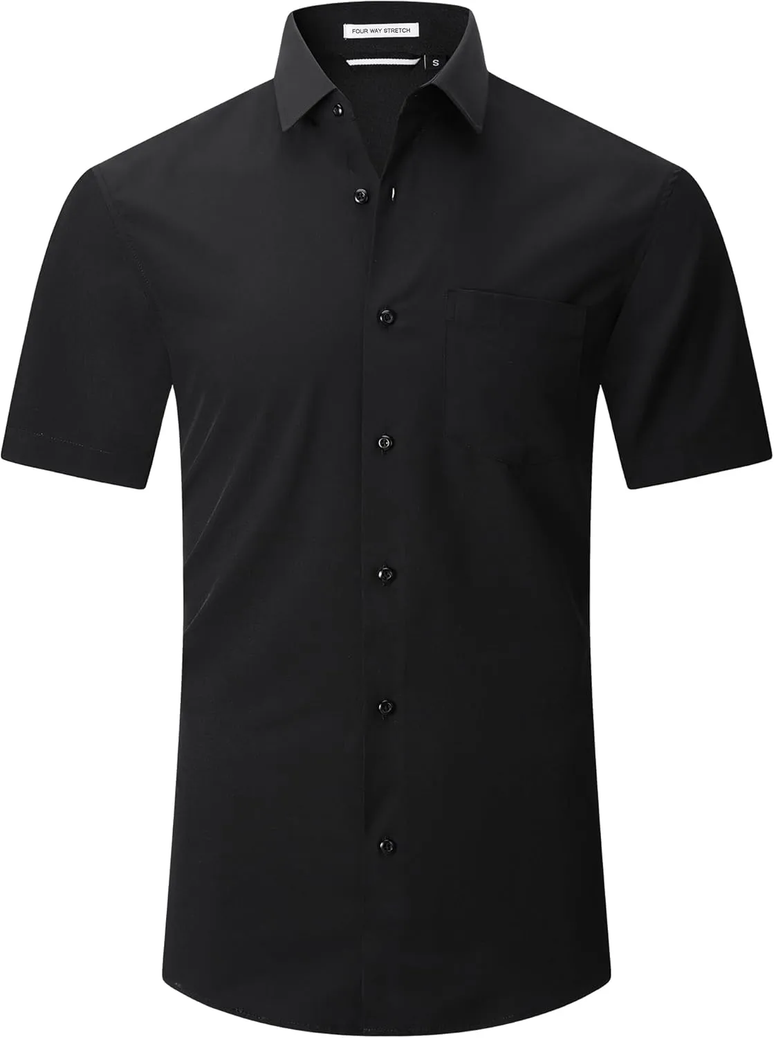 Esabel.C Mens Short Sleeve Dress Shirts 4-Way Stretch Regular Fit Stretch Wrinkle-Free Casual Button Down Shirts