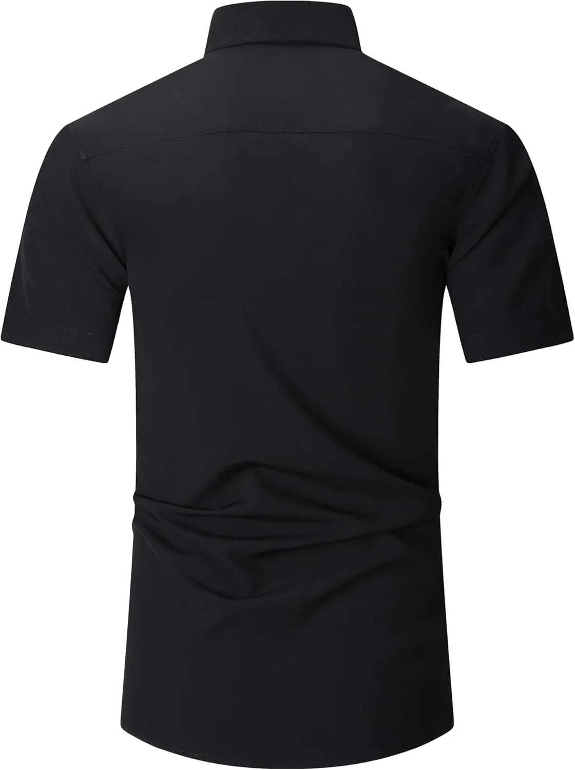 Esabel.C Mens Short Sleeve Dress Shirts 4-Way Stretch Regular Fit Stretch Wrinkle-Free Casual Button Down Shirts