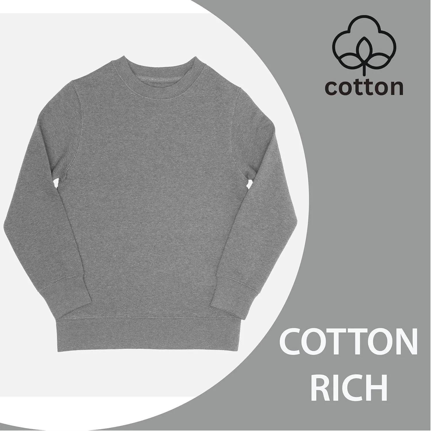 EVERYDAY KIDS Boys Fleece Crewneck Sweatshirt; Boys Long Sleeve Pullover Shirt - Soft and Breathable Cotton/Poly Blend
