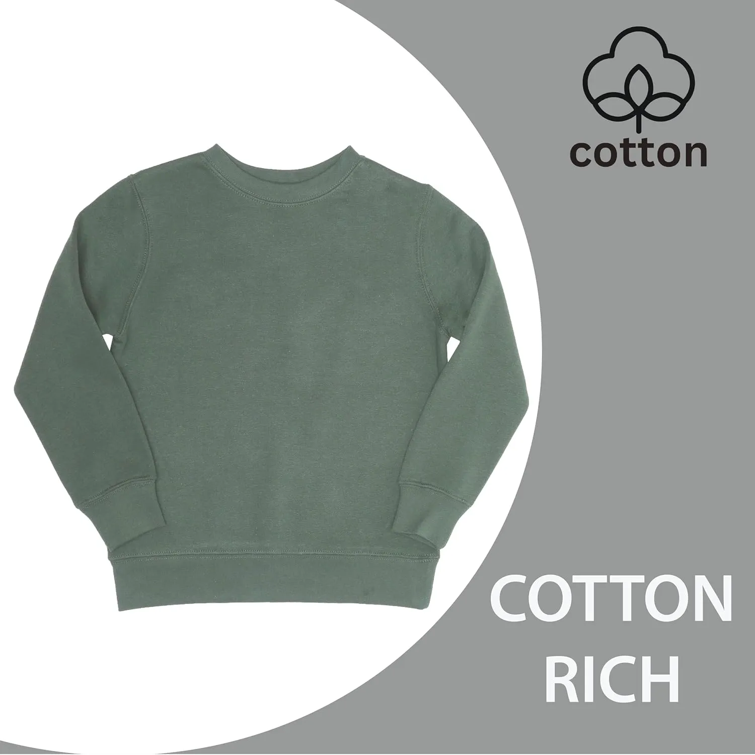 EVERYDAY KIDS Boys Fleece Crewneck Sweatshirt; Boys Long Sleeve Pullover Shirt - Soft and Breathable Cotton/Poly Blend