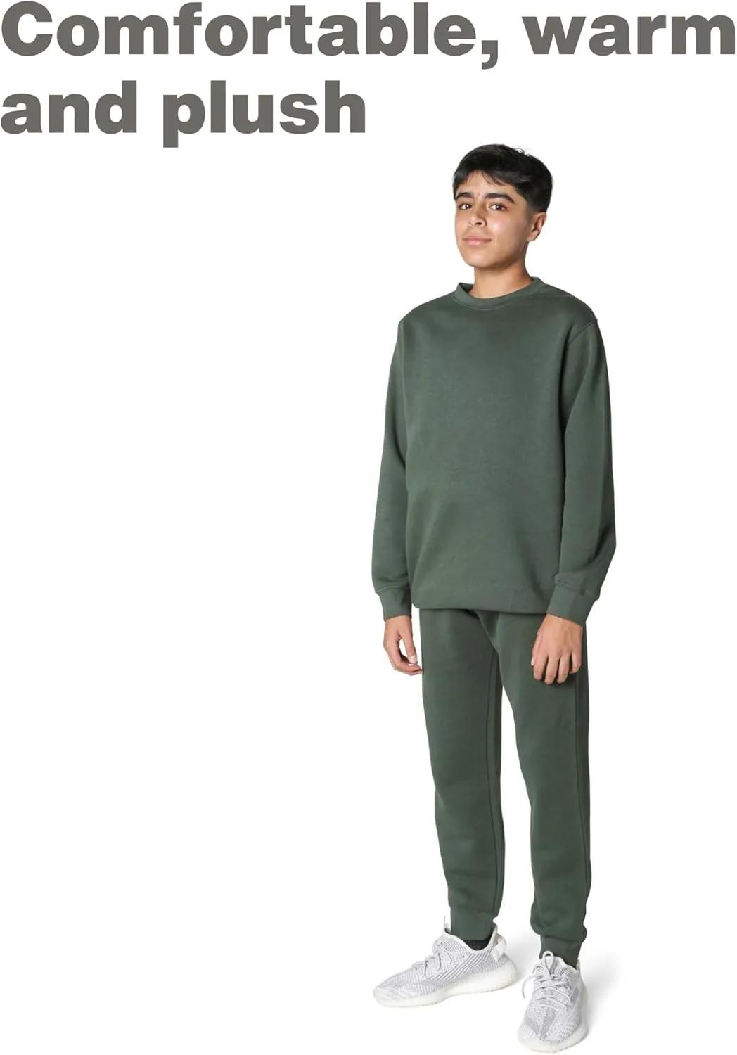 EVERYDAY KIDS Boys Fleece Crewneck Sweatshirt; Boys Long Sleeve Pullover Shirt - Soft and Breathable Cotton/Poly Blend