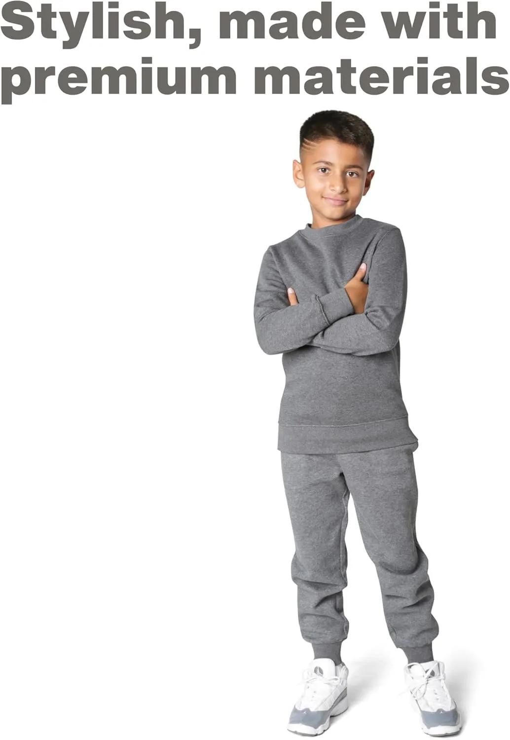 EVERYDAY KIDS Boys Fleece Crewneck Sweatshirt; Boys Long Sleeve Pullover Shirt - Soft and Breathable Cotton/Poly Blend