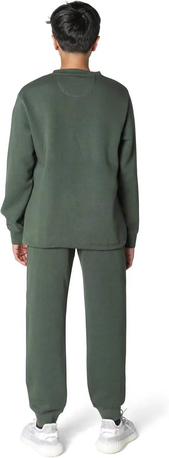 EVERYDAY KIDS Boys Fleece Crewneck Sweatshirt; Boys Long Sleeve Pullover Shirt - Soft and Breathable Cotton/Poly Blend