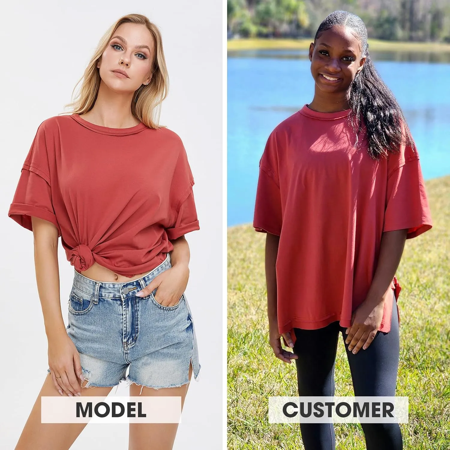 EXLURA Womens Summer Oversized T Shirts 2025 Casual Short Sleeve Loose Maternity Tops Crewneck Tunic Plus Gym Workout Top