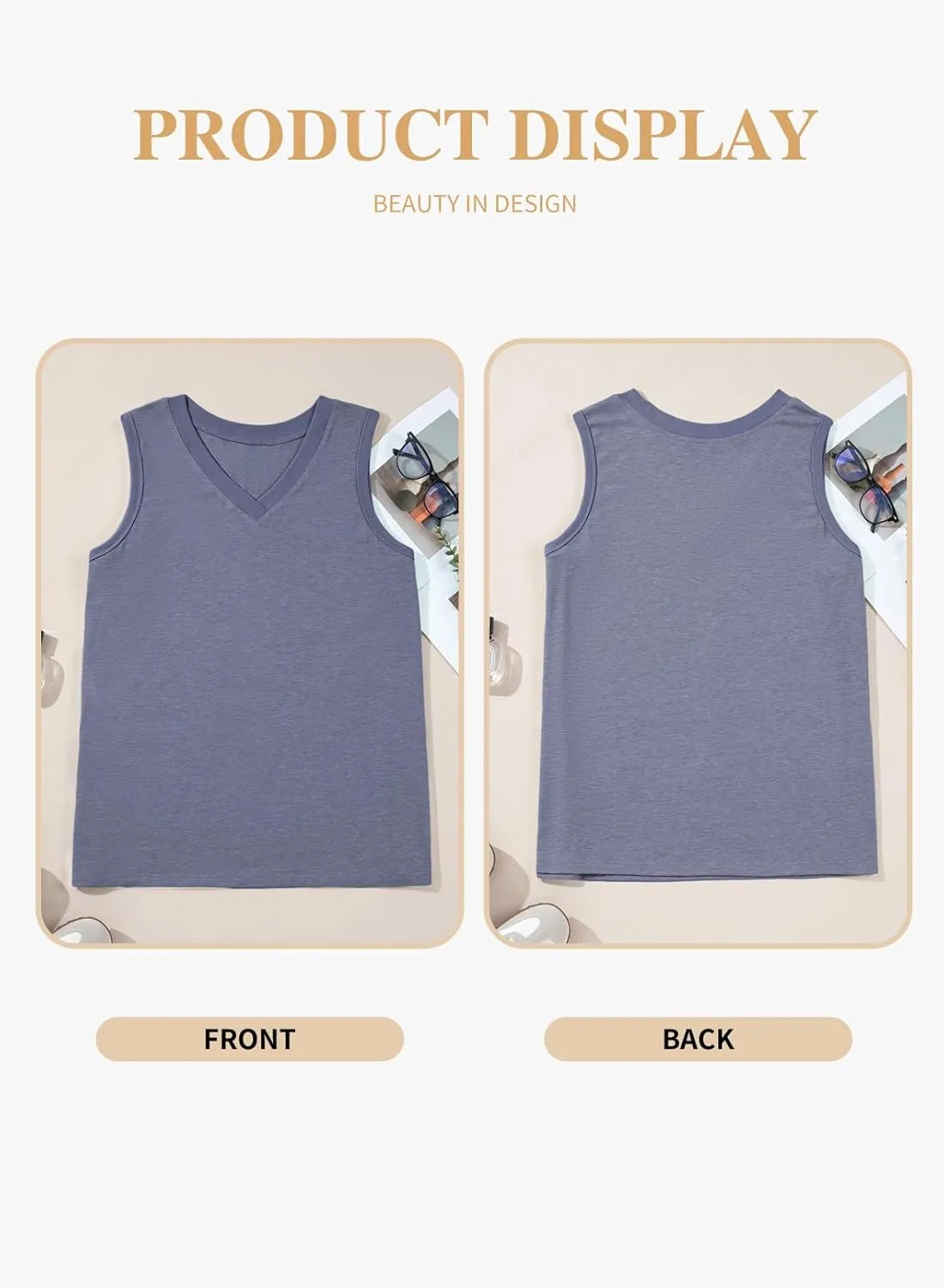 Eytino Womens Plus Size Tank Tops Summer Casual V Neck Sleeveless Tops Solid Shirts(1X-5X)