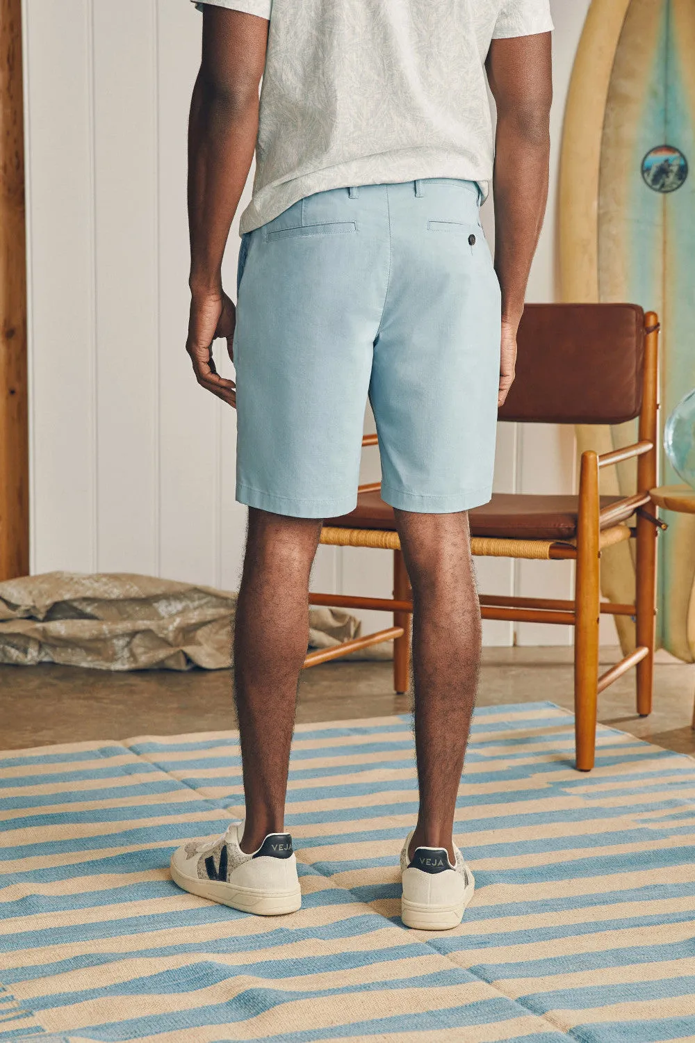 Faherty Movement Chino Short 8" in Steel Blue