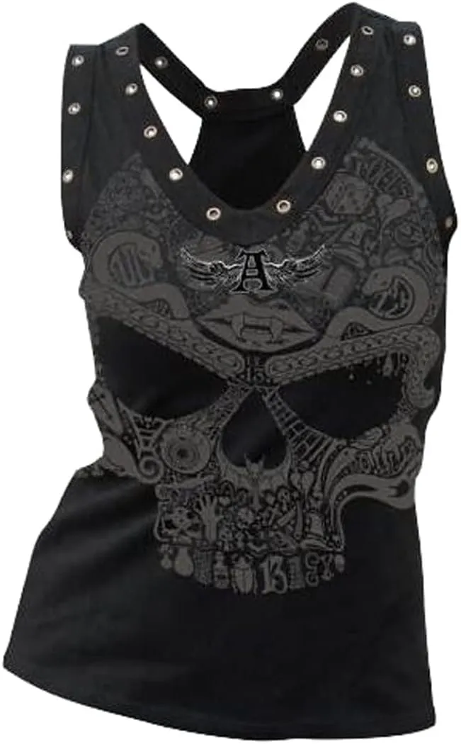 Fensajomon Skull Shirt for Women Tank Top Sleeveless Workout Summer Printed Loose Running T-Shirt Vest