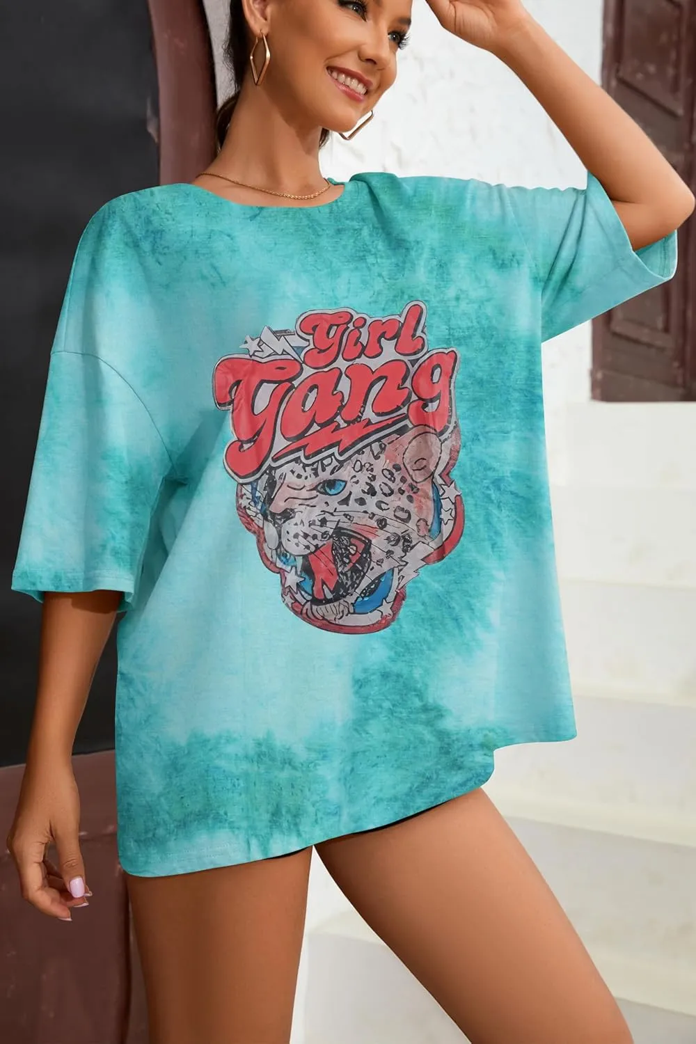 Fenxxxl Womens Oversized T Shirts Crewneck Short Sleeve Tops Loose Fit Summer Casual Blouse Y2K 2024 Basic Tee