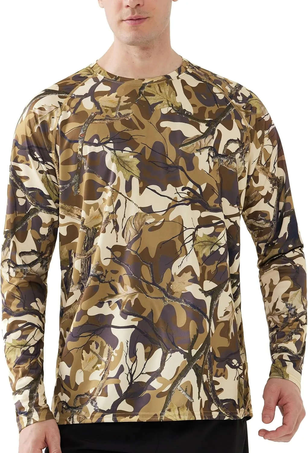 FISHEAL Men's Camo Hunting Shirts - Long Sleeve Performance Camouflage Fishing Shirt Lightweight Quick Dry UPF 50 