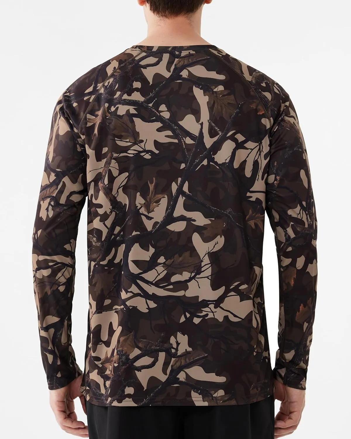 FISHEAL Men's Camo Hunting Shirts - Long Sleeve Performance Camouflage Fishing Shirt Lightweight Quick Dry UPF 50 