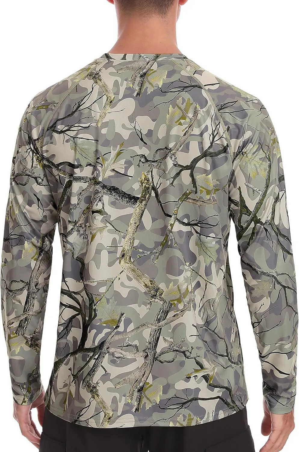 FISHEAL Men's Camo Hunting Shirts - Long Sleeve Performance Camouflage Fishing Shirt Lightweight Quick Dry UPF 50 