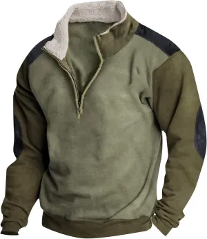 FlekmanArt Mens Quarter Zip Pullover Stand Collar Long Sleeve Outfits V Neck Graphic Print T Shirts Fashionable Pullovers