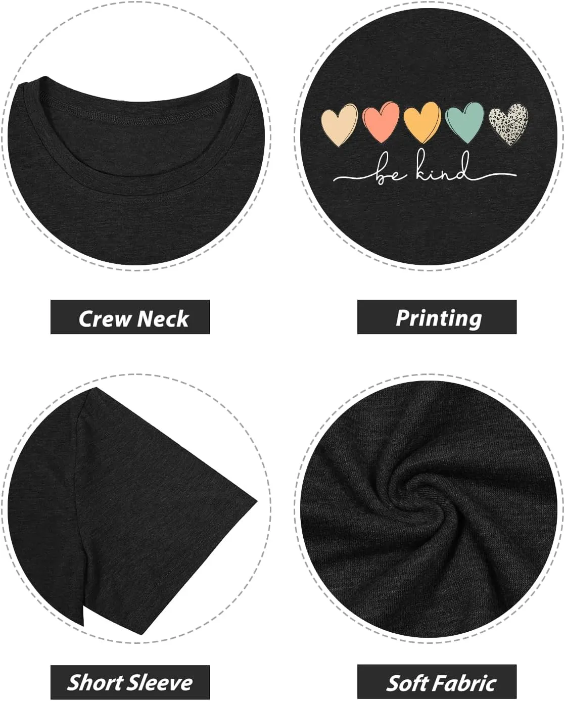 GEMLON Graphic T-Shirts for Women Loose Print Short Sleeve Tops Summer Casual Tees Shirt