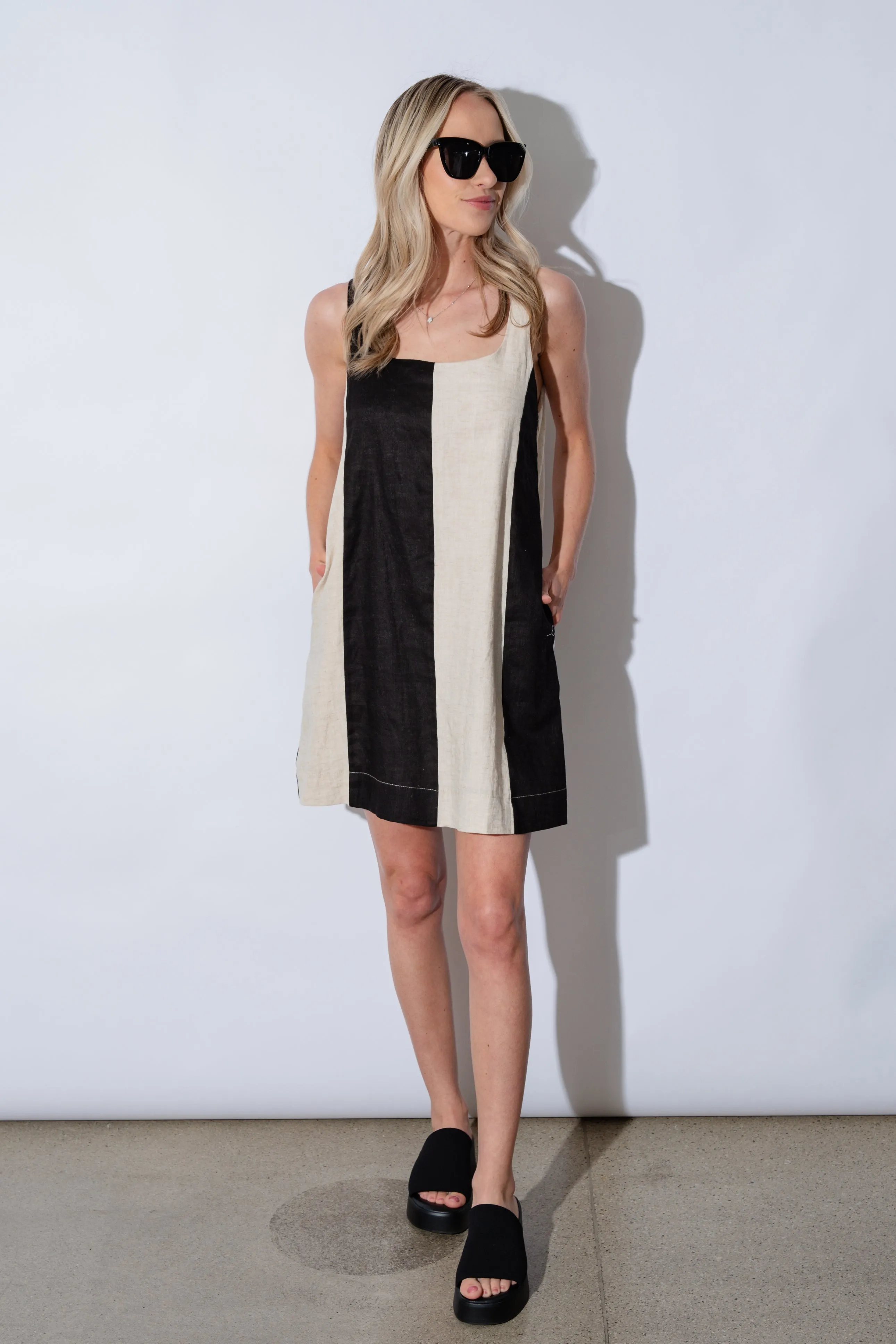 Gemma Color Block Linen Dress