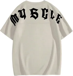 GORGLITTER Men's Oversized Letter Graphic Tees Shirt Short Sleeve Crewneck Vintage Baggy Tshirts Top