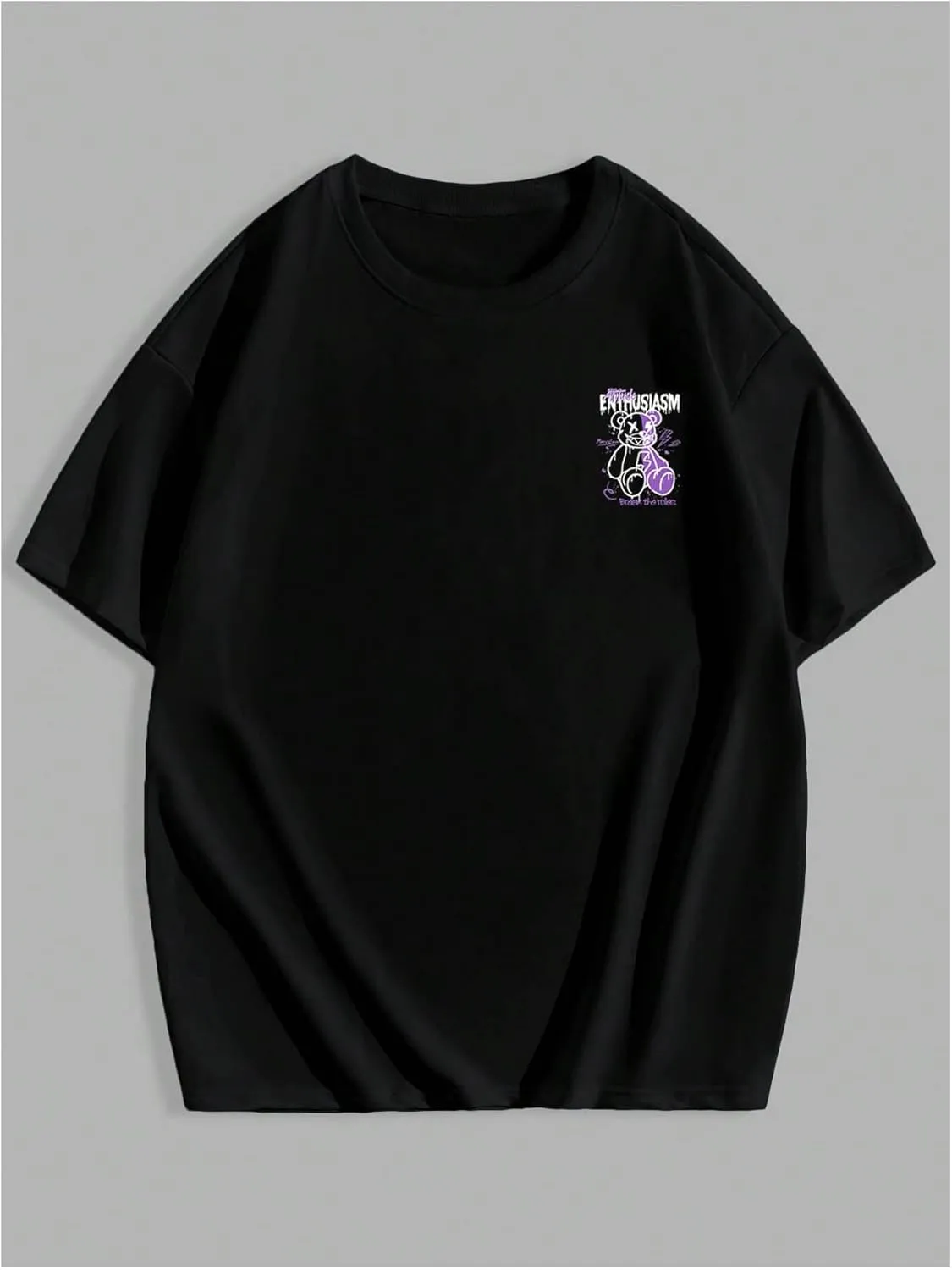 GORGLITTER Men's Oversized Letter Graphic Tees Street Top Crewneck Short Sleeve T Shirts