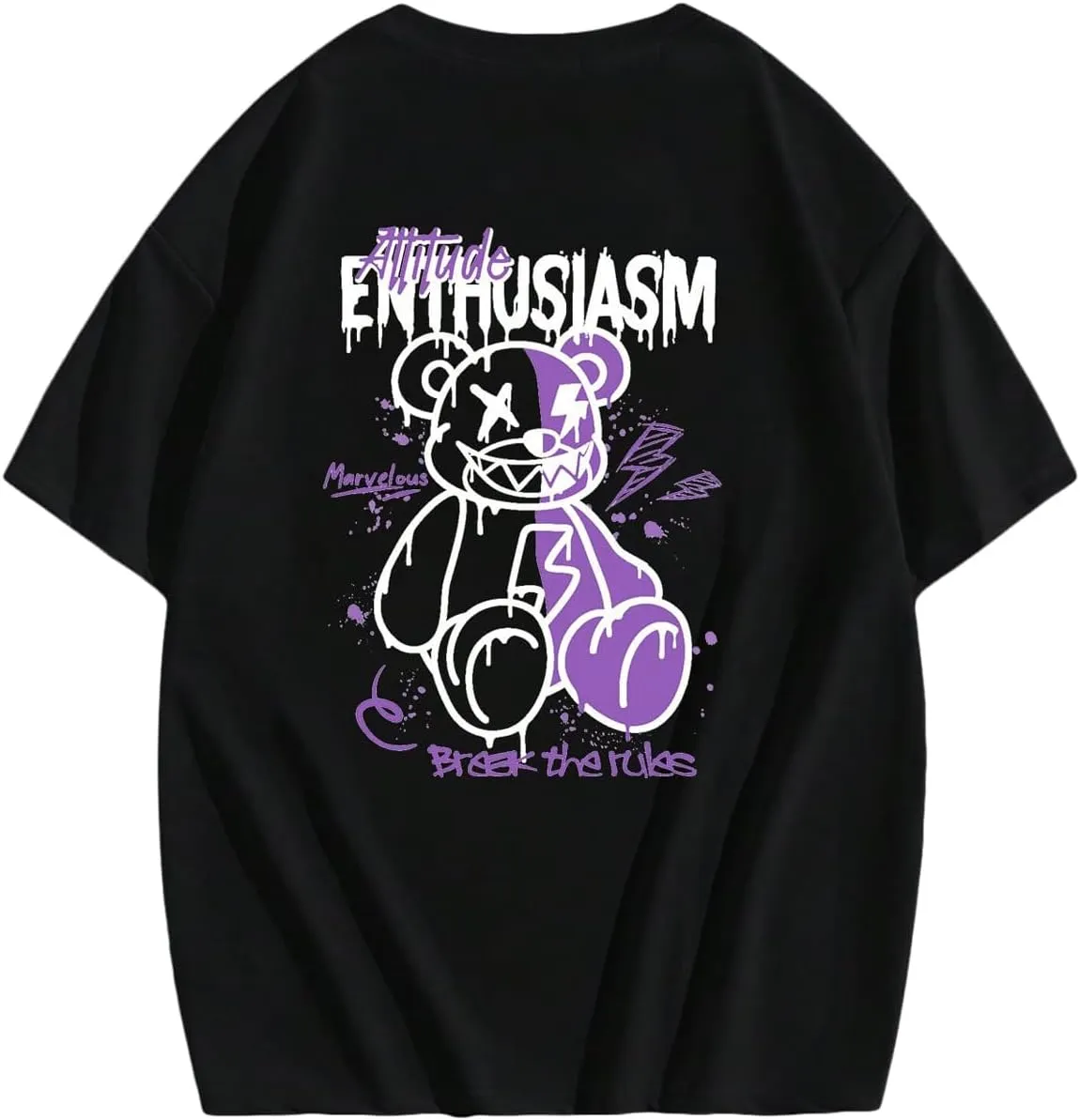 GORGLITTER Men's Oversized Letter Graphic Tees Street Top Crewneck Short Sleeve T Shirts