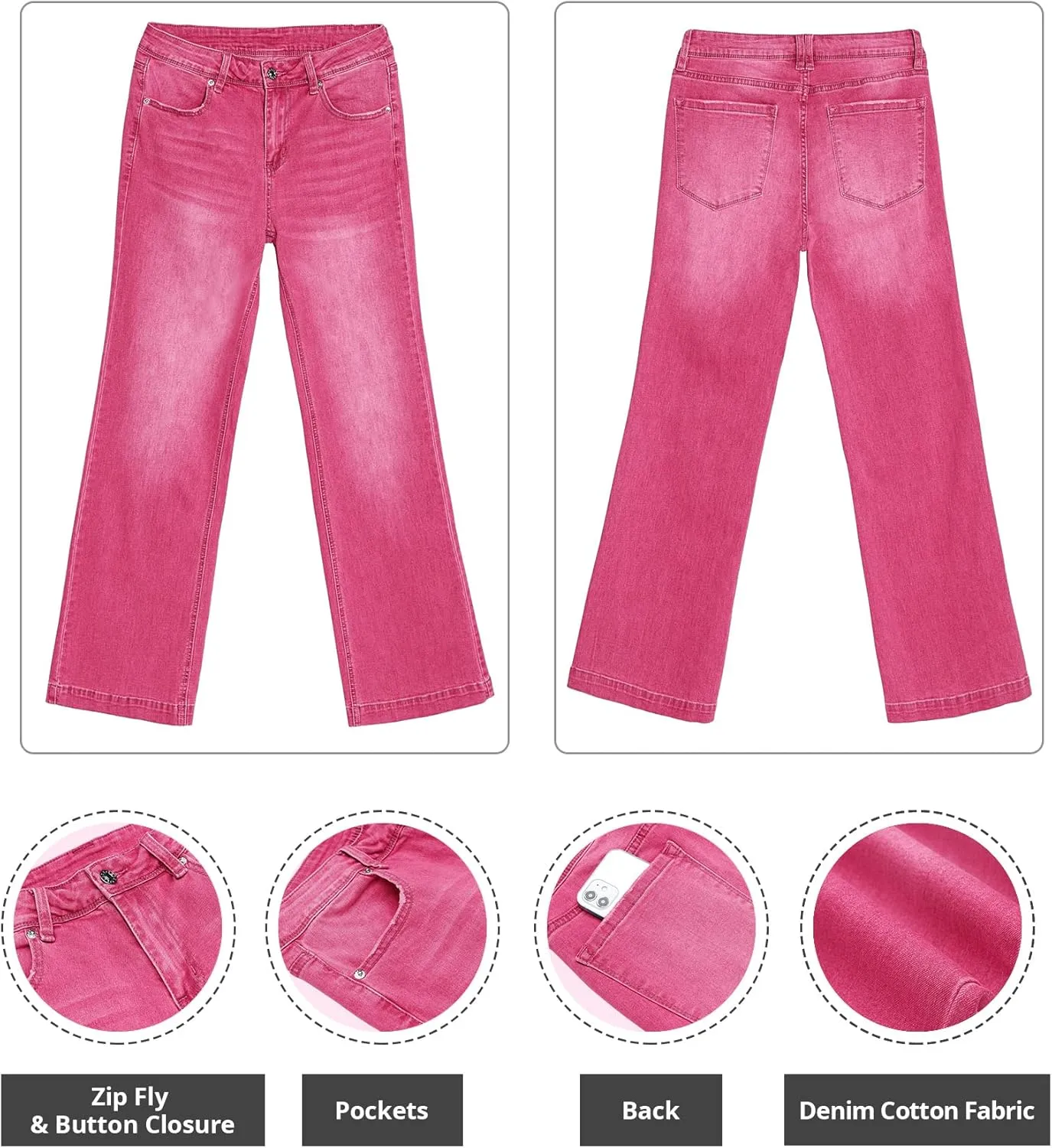 GRAPENT Womens Flare Jeans High Waisted Wide Leg Baggy Jean for Women Stretch Denim Pants