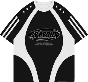 Graphic Tees Oversized Tshirts Y2k Shirts Unisex Streetwear Contrast Color Gersey Racing Tee Vintage Summer Tops