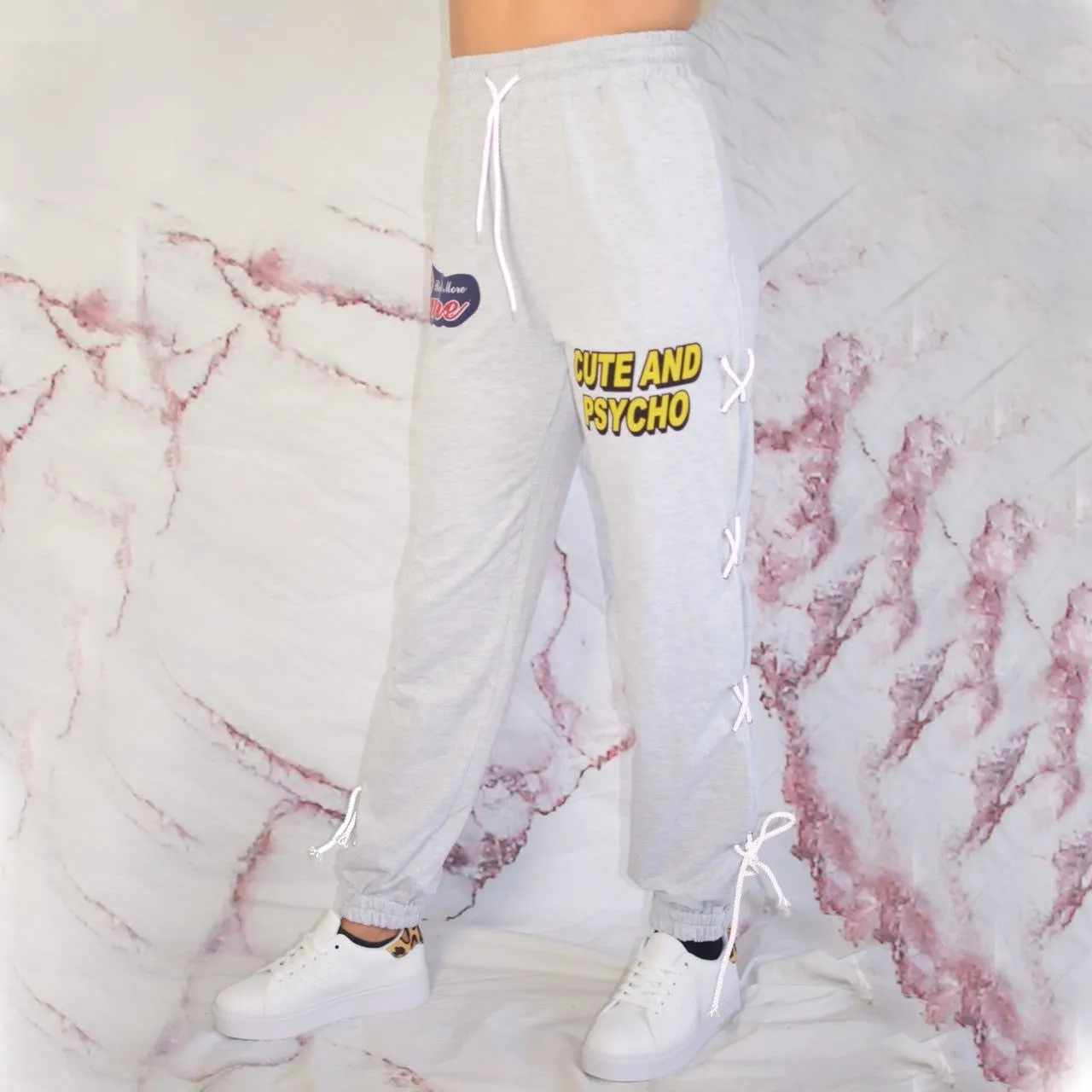 Grey Reflective Lace Up Tracksuit Jogger Bottons