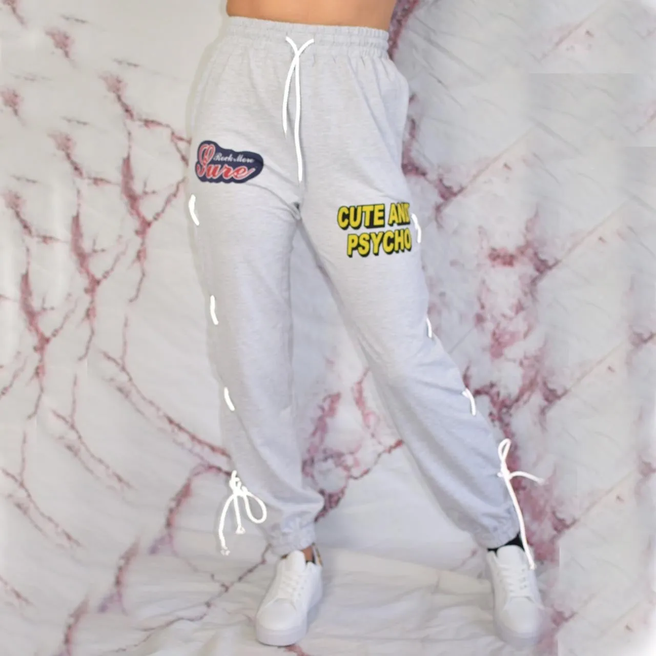 Grey Reflective Lace Up Tracksuit Jogger Bottons