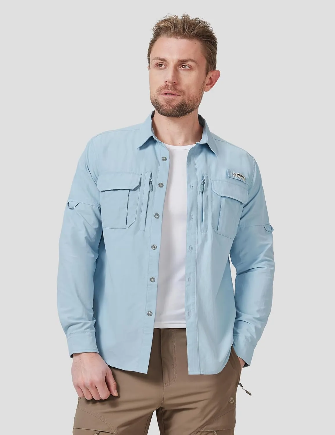Haimont Men's Sun Protection Button Down Shirts Long Sleeve Hiking Fishing Travel Shirt Quick Dry Outdoor Top